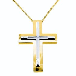 Χρυσός σταυρός Κ14 με αλυσίδα